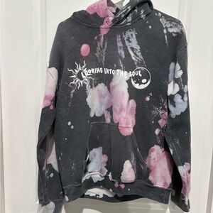 Neon Riot Tie-Dye Graphic Hoodie - Pink and Gray, Sz S